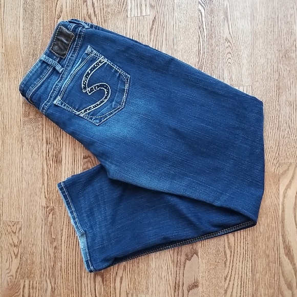 (36W/32L) Silver Jeans Co. Lola 17" Bootcut Cotton Blend Denim Jeans Western